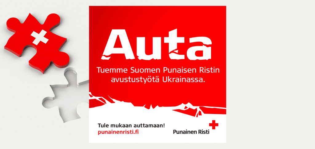 Auta. Tuemme Suomen Punaisen Ristin avustustyötä Ukrainassa.